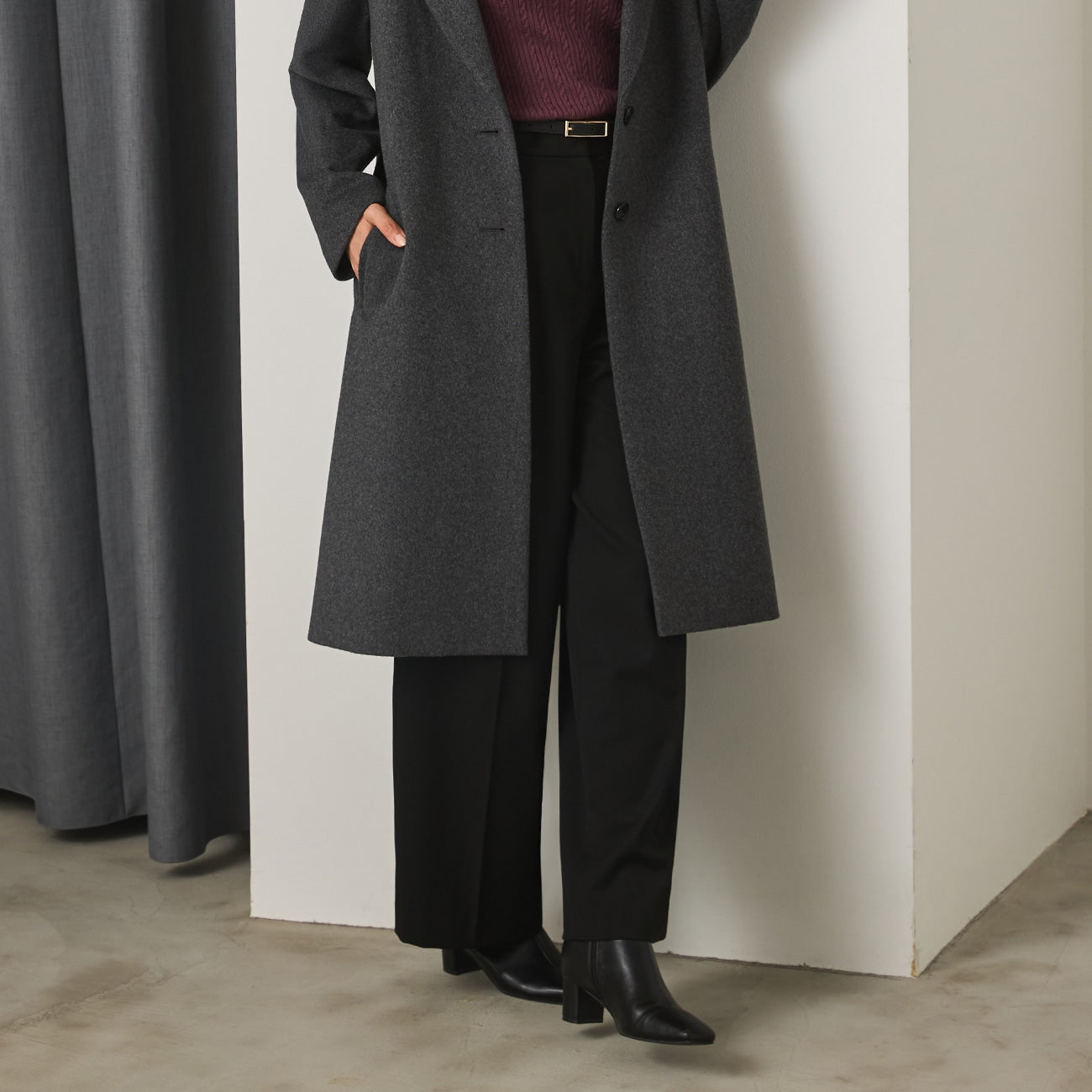 Flamingo Pleated Wide Pants - Black_21