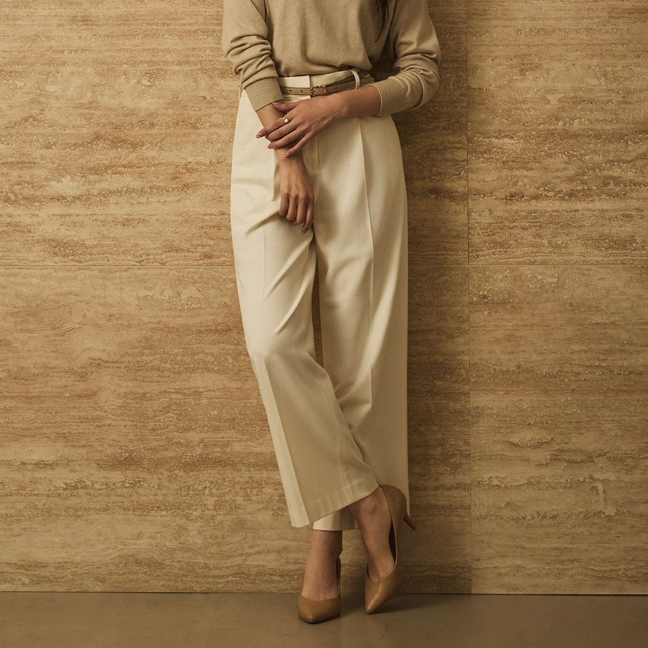 Flamingo Pleated Wide Pants - Off White_20