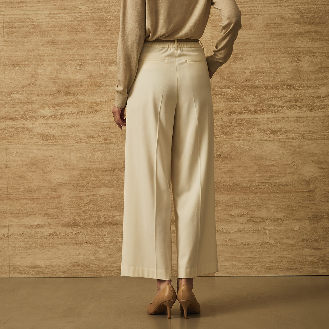 Flamingo Pleated Wide Pants - Off White_22