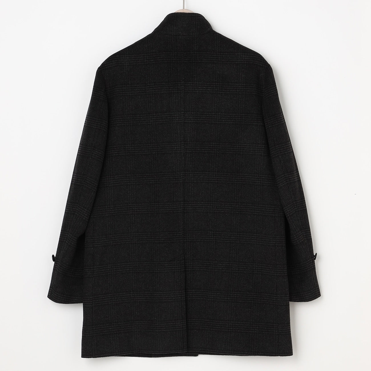 Business Casual Check Stand Collar Coat - Gray_14