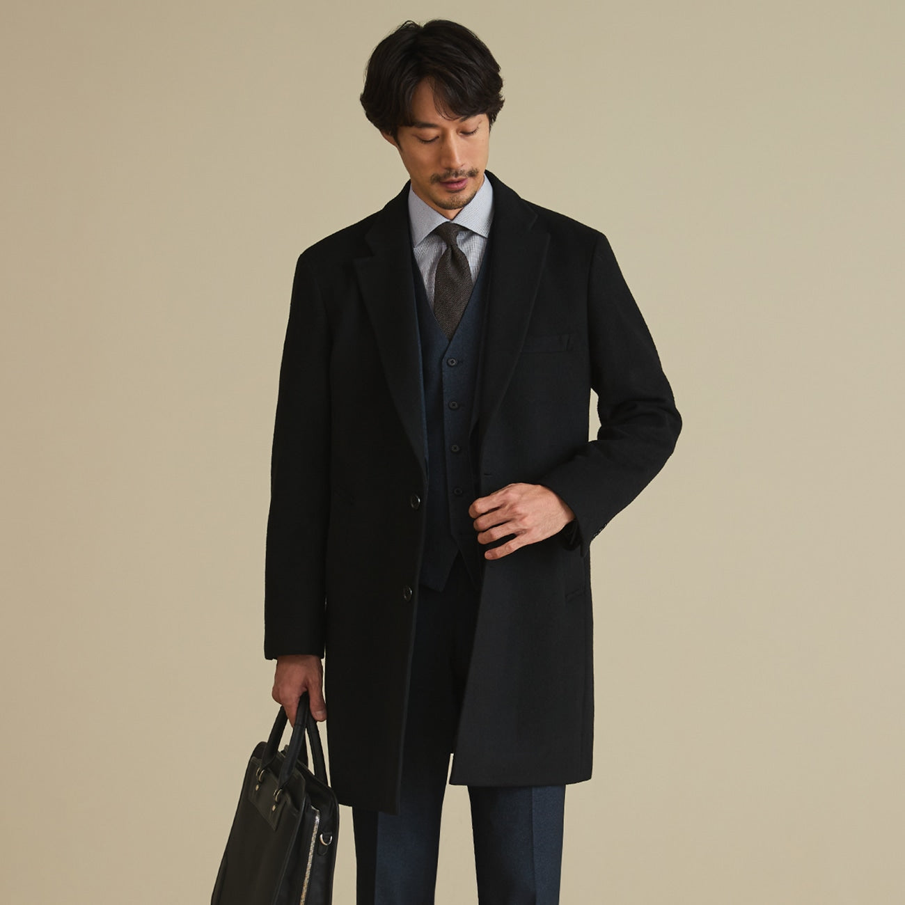 Business Casual Chesterfield Coat - Black_14