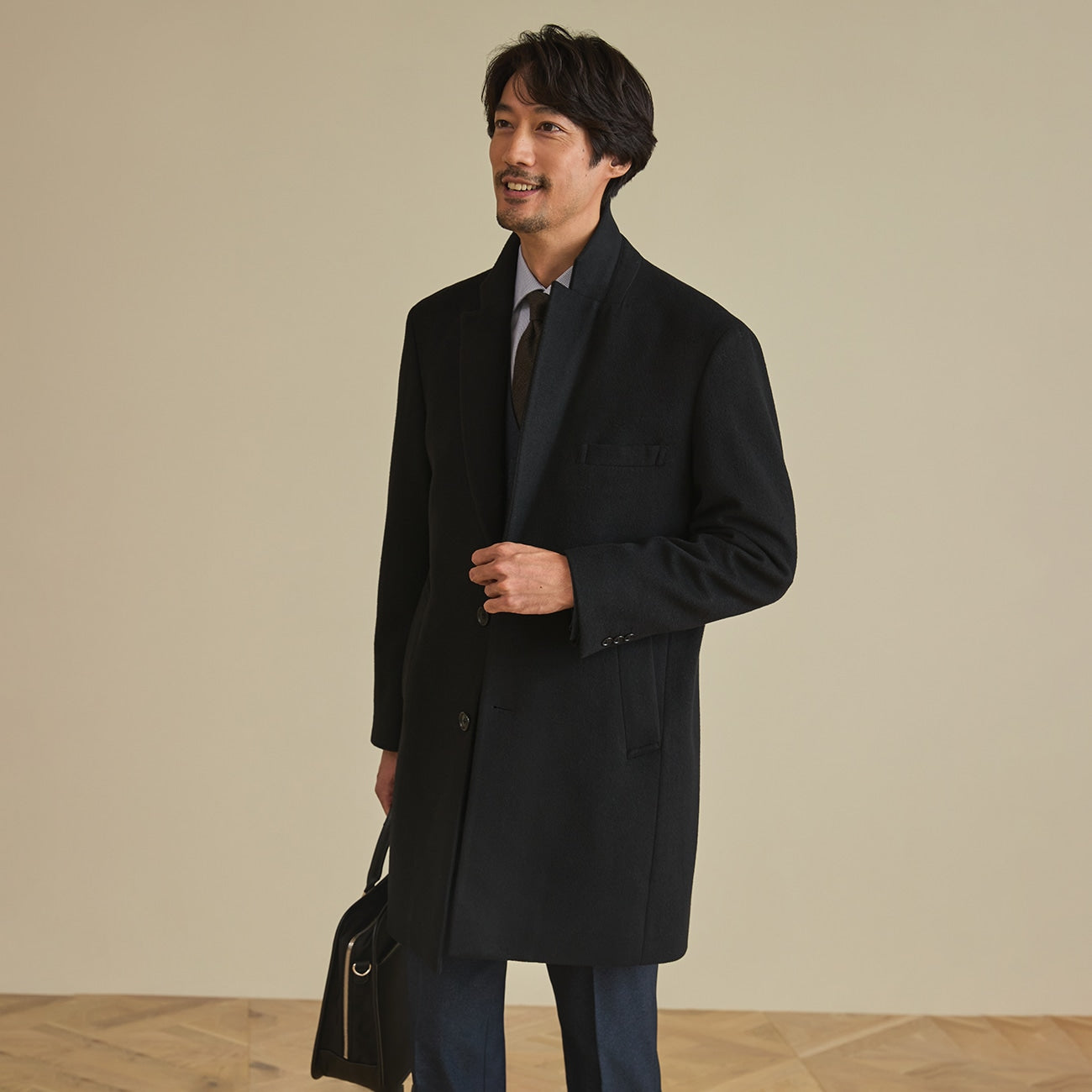 Business Casual Chesterfield Coat - Black_15