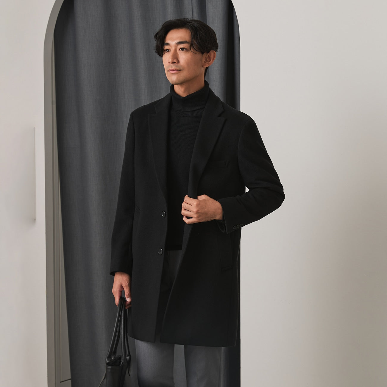 Business Casual Chesterfield Coat - Black_16