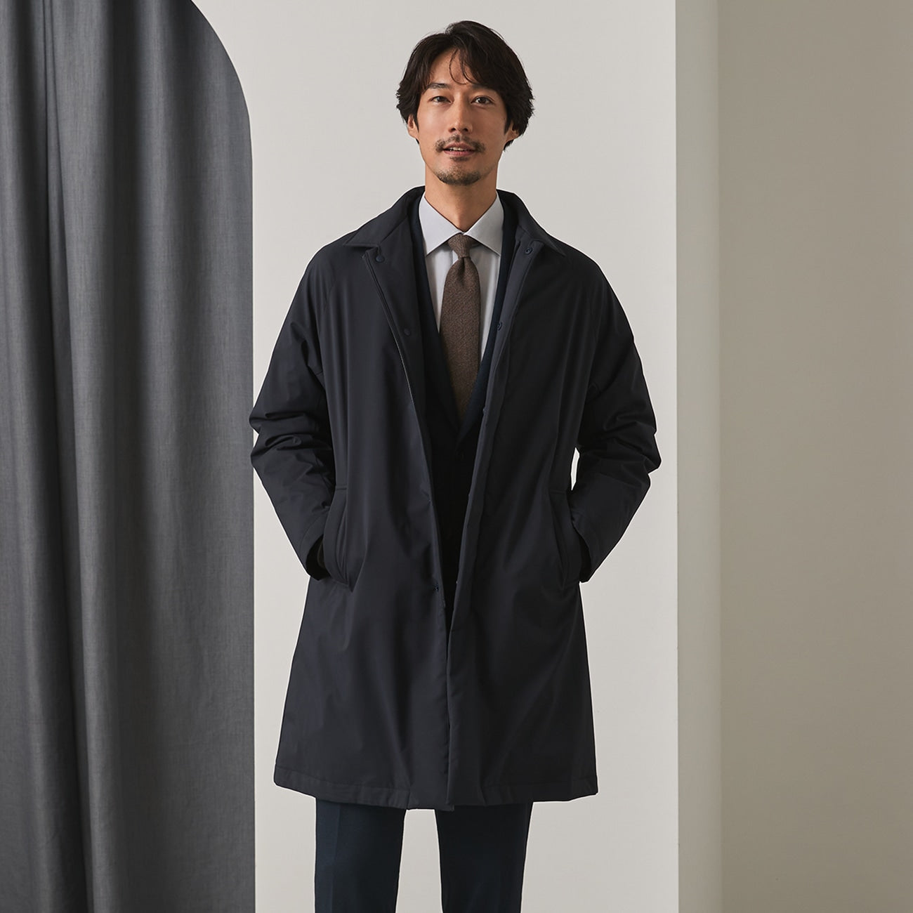 Down Balmacaan Coat - Navy_13