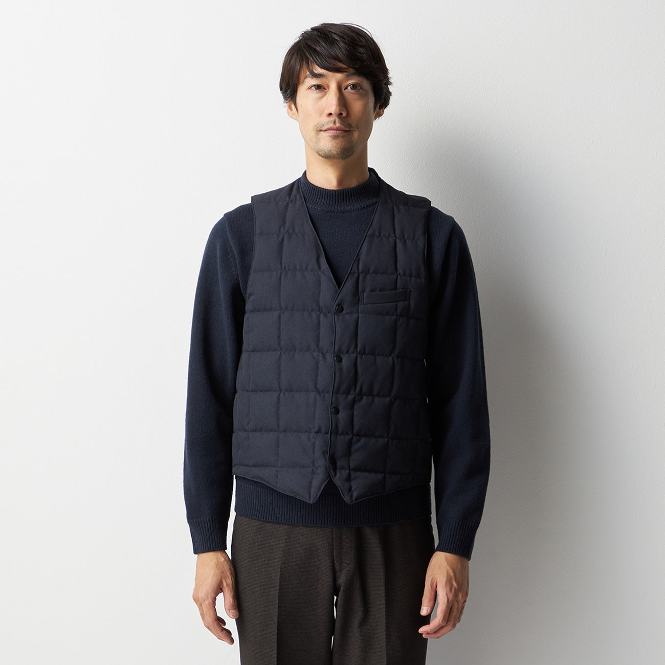 Wool-Like Down Vest - Navy_16