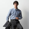 Business Casual Cotton Snap-Down Chambray Shirt - Blue_09