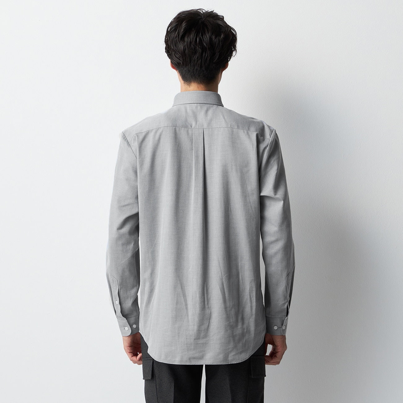 Business Casual Cotton Snap-Down Twill Shirt - Gray_11