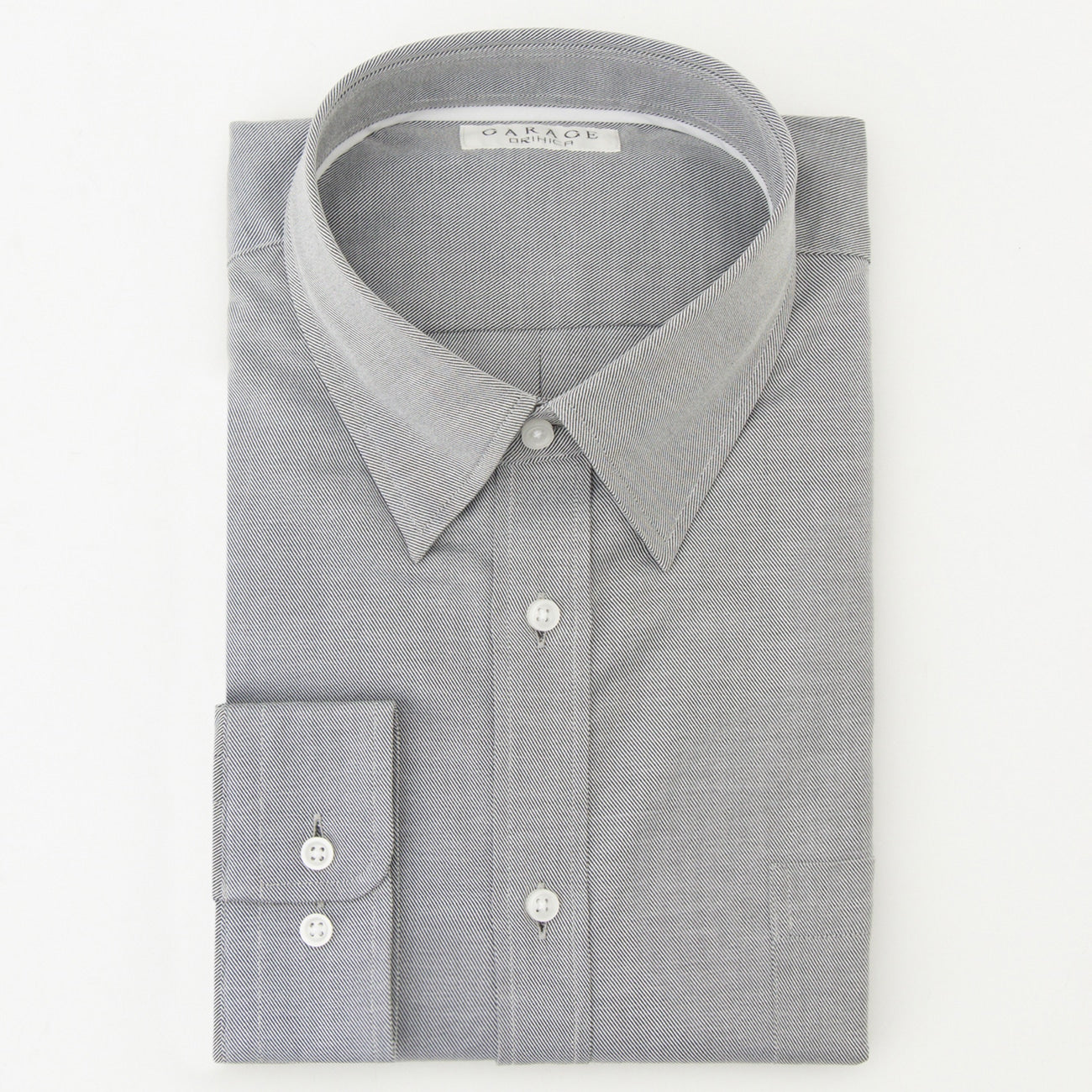 Business Casual Cotton Snap-Down Twill Shirt - Gray_12
