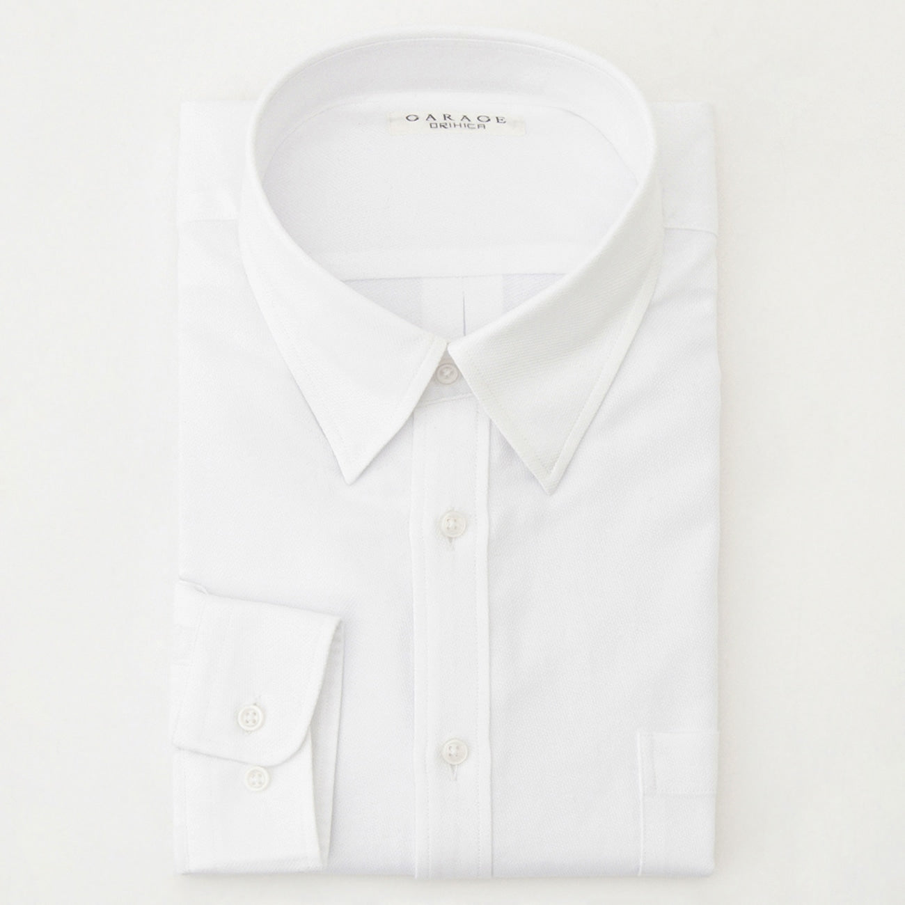 Business Casual Cotton Snap-Down Dobby Shirt - White_08