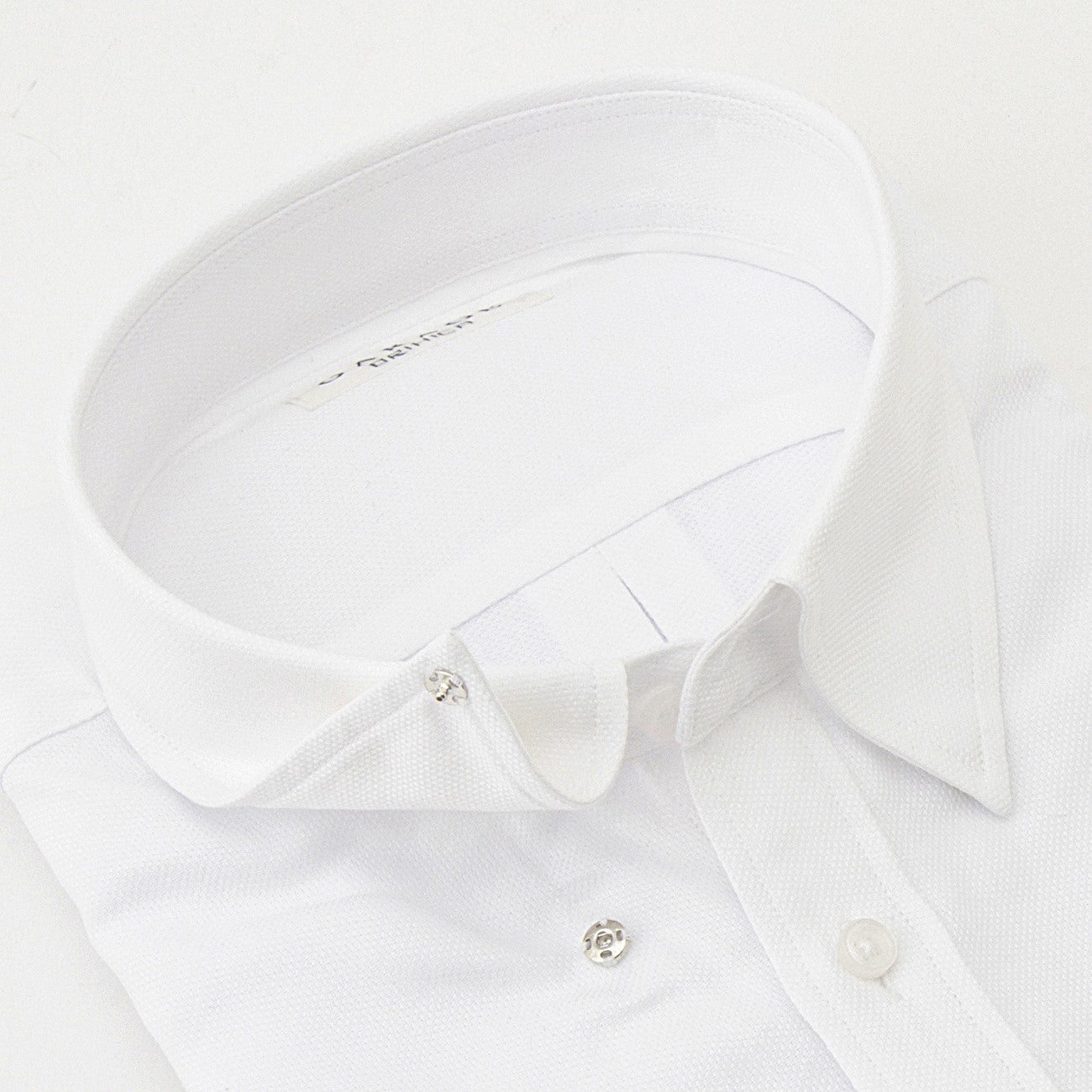 Business Casual Cotton Snap-Down Dobby Shirt - White_09