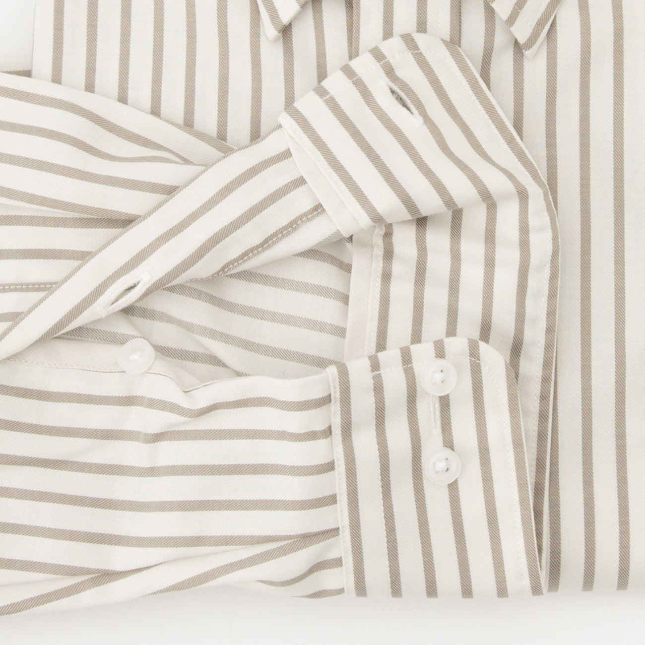 Business Casual Cotton Snap-Down Stripe Shirt - Beige_10