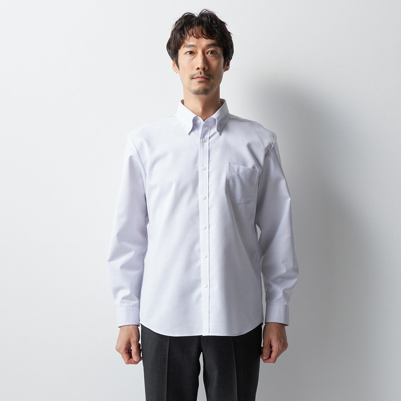 Oxford Button-down Shirt - Light Gray_11