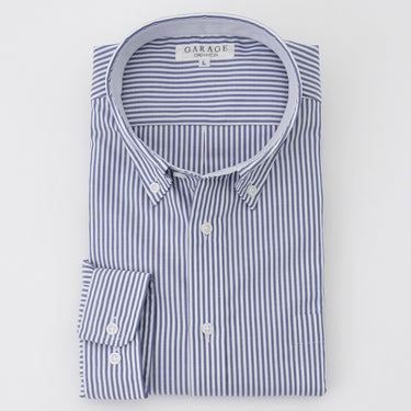 Oxford Stripe Button-down Shirt - Navy_12