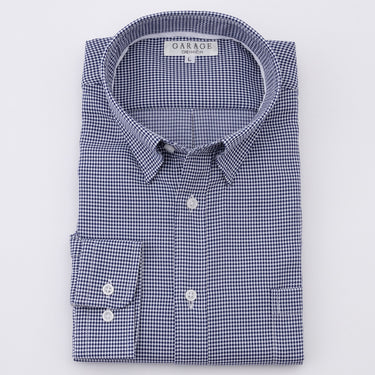 Diamond-pattern Snap-down Shirt - Navy_18