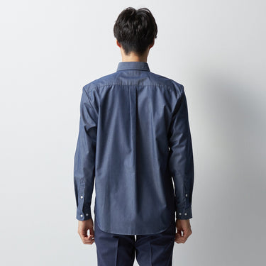 Denim-like Snap-down Shirt - Navy_12