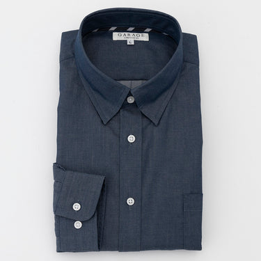 Denim-like Snap-down Shirt - Navy_13