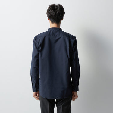 Oxford Band Collar Shirt - Navy_11