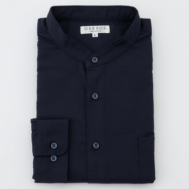 Oxford Band Collar Shirt - Navy_12