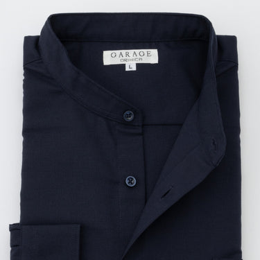 Oxford Band Collar Shirt - Navy_13