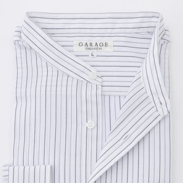 Stripe Band Collar Shirt - White_13