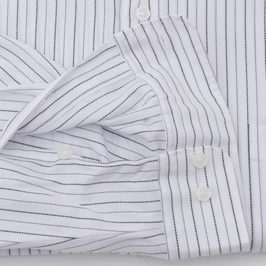 Stripe Band Collar Shirt - White_14