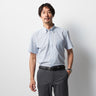 Business Casual Seersucker Button-down Short Sleeve Stripe Shirt - Navy_08