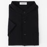 Business Casual Seersucker Band Collar Short Sleeve Shirt - Black_09