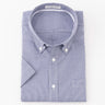 Business Casual Houndtooth Button-down Short Sleeve Shirt - Navy_10