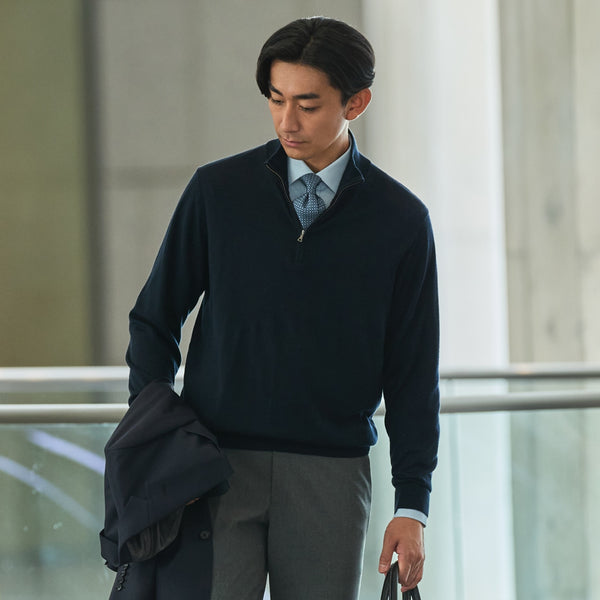Half-Zip Mock Neck Sweater [O66_66AUSM505] | AOKI GLOBAL