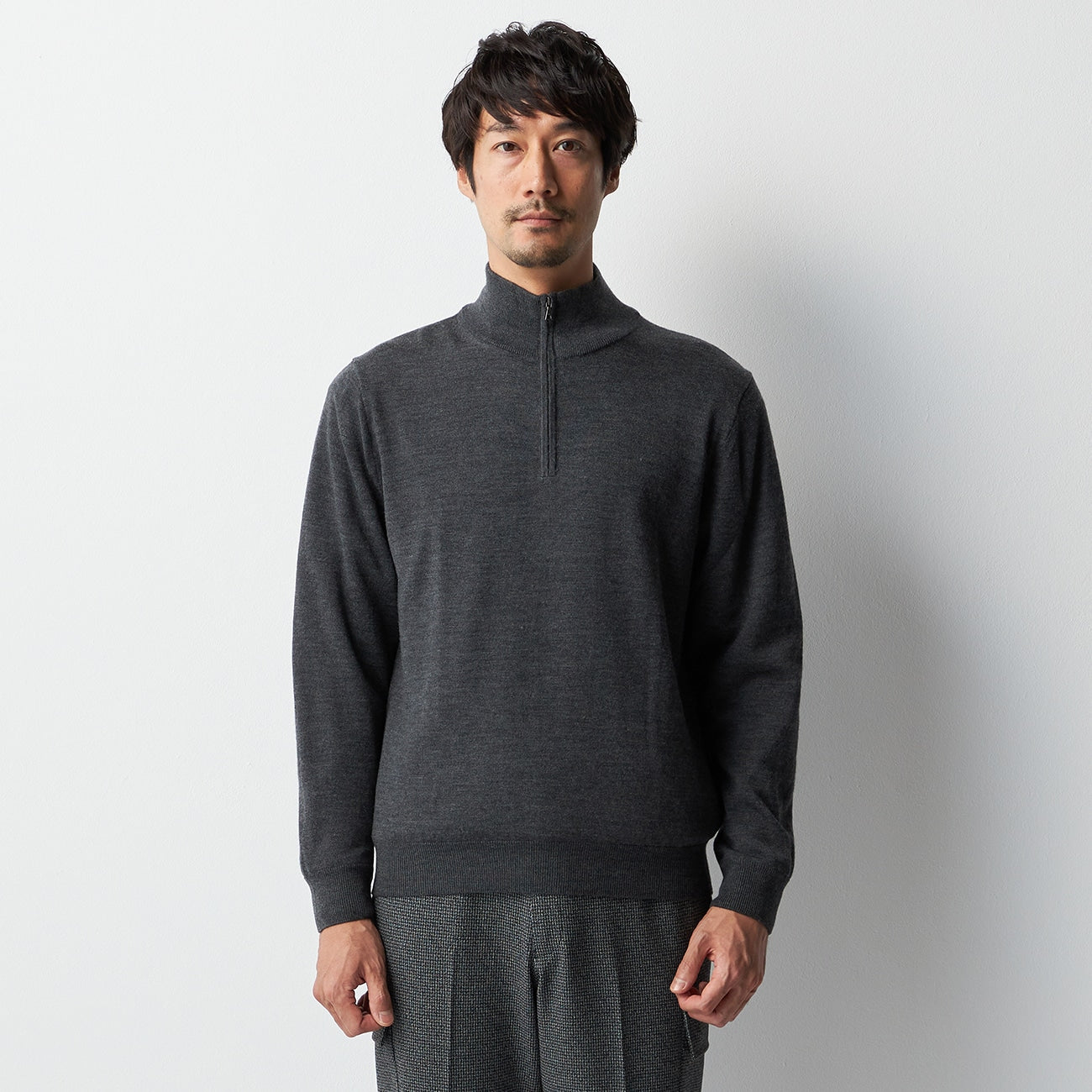 半拉链圆领毛衣_30