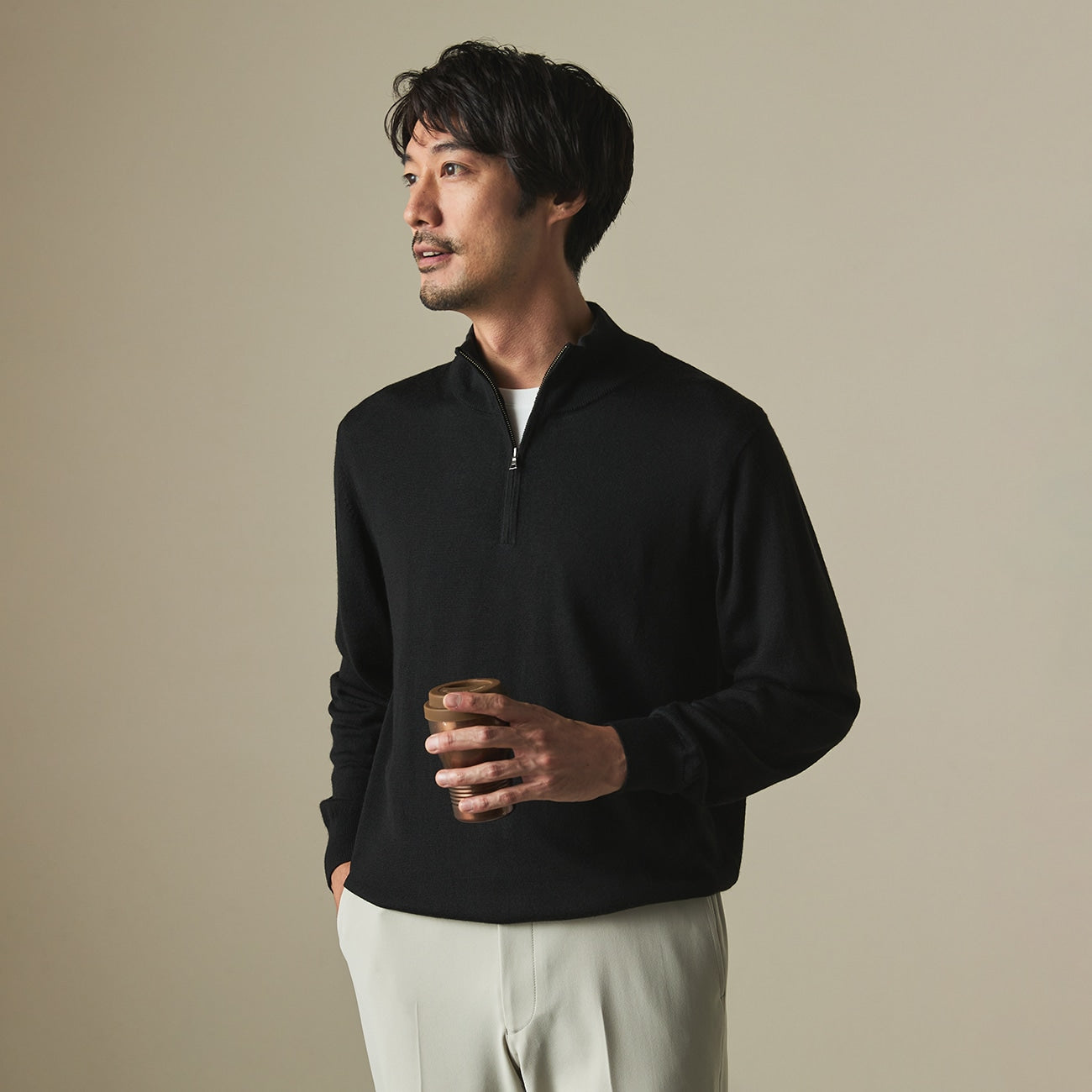 半拉链圆领毛衣_34