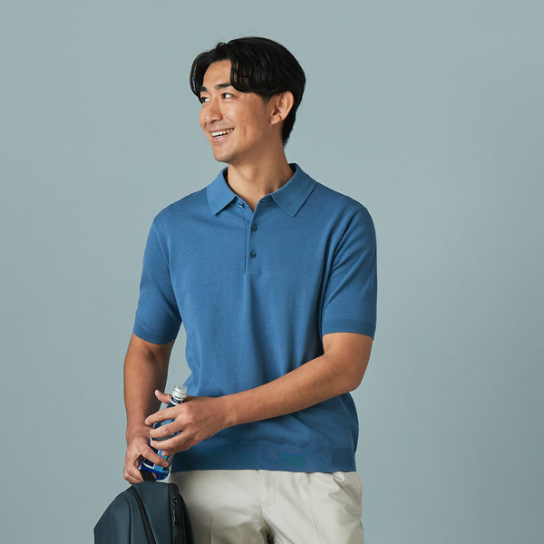 Knit Polo Shirts (Light Blue) ずとまよ Knit Polo Shirts (Light Blue) ずとまよ