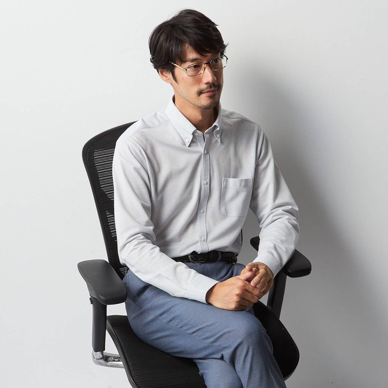 鈕扣前開襟領襯衫 - 白色_11