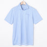 Heathered Solid Spread Collar Polo Shirt - Blue_19