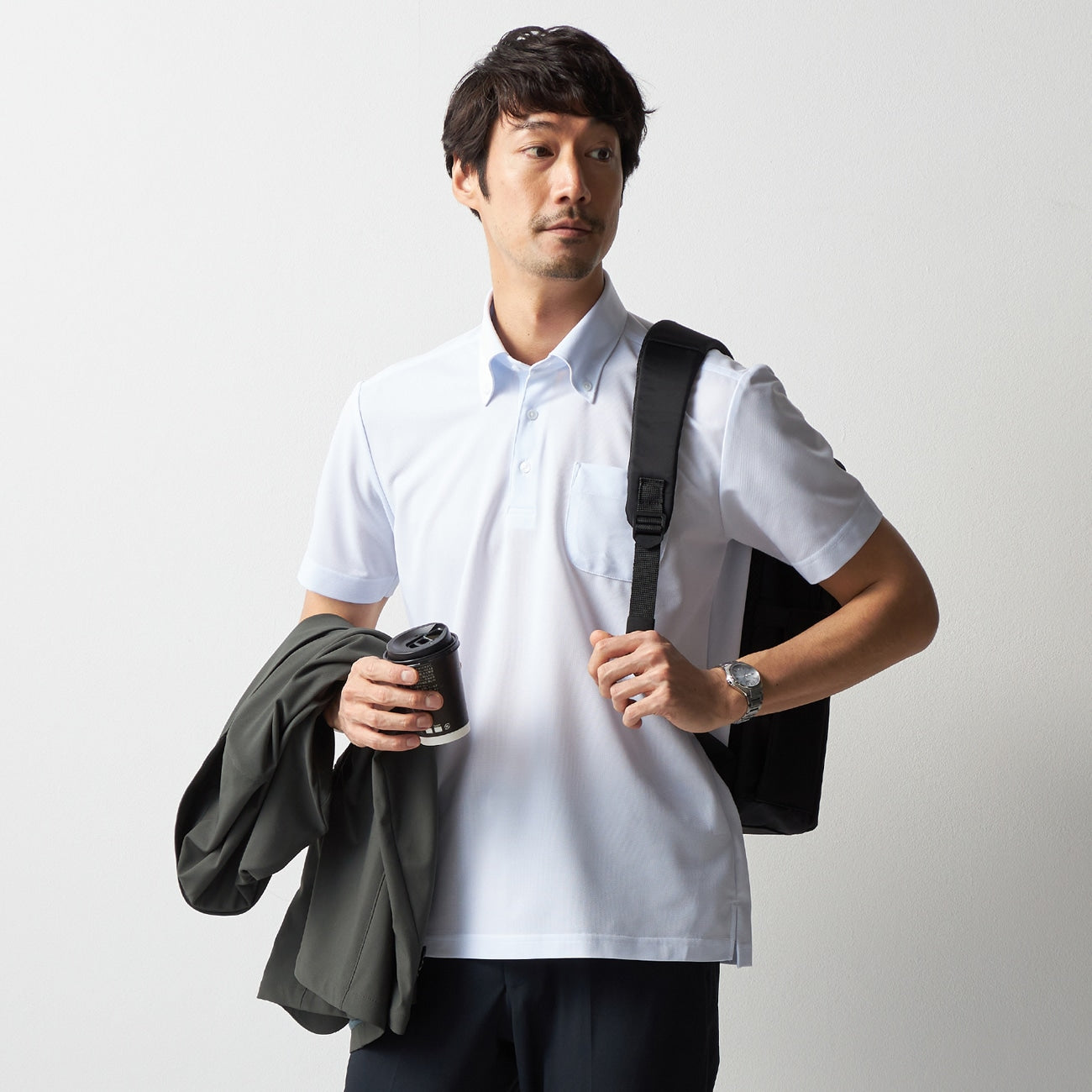 Stashiko钮扣领衬衫 Polo Shirt - Blue_11