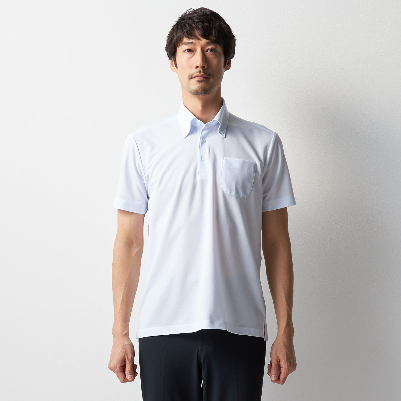 Stashiko钮扣领衬衫 Polo Shirt - Blue_12