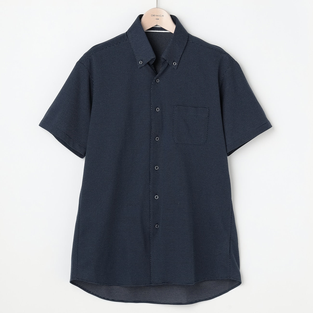 Sashiko 纽扣前襟 Skipper Polo 衫 -深蓝