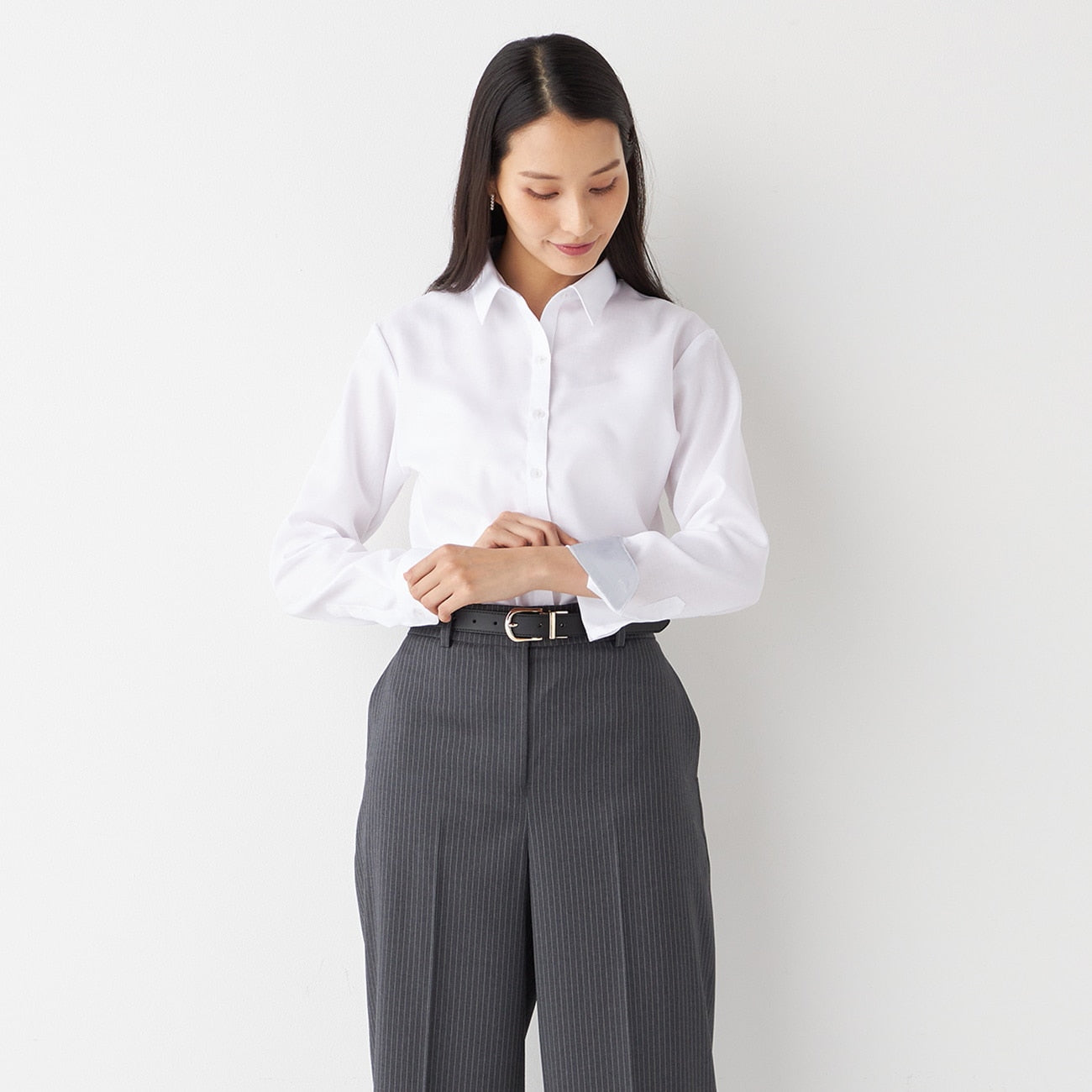 Women's Non-Iron Cotton Point Collar Shirt - White_11