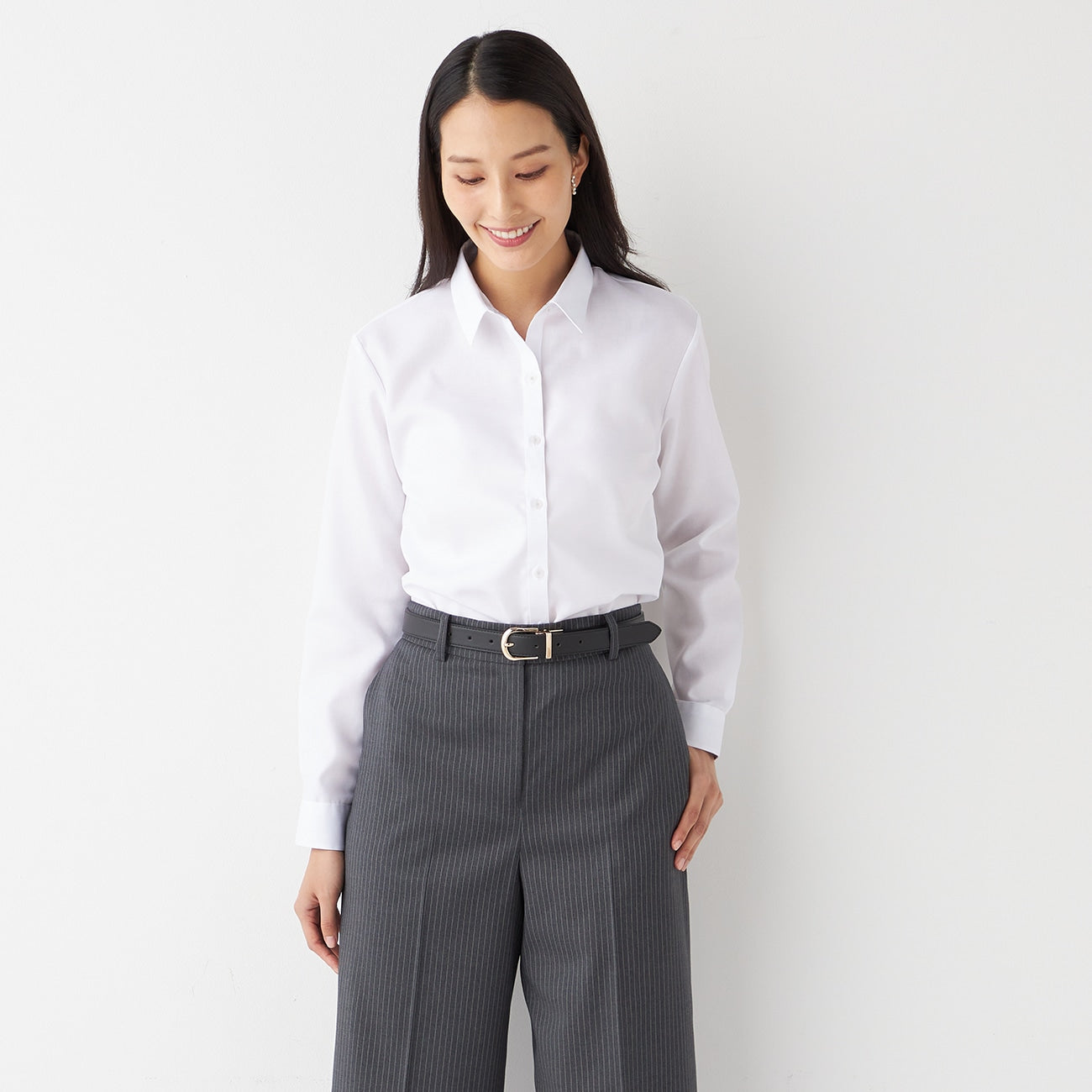 Women's Non-Iron Cotton Point Collar Shirt - White_12