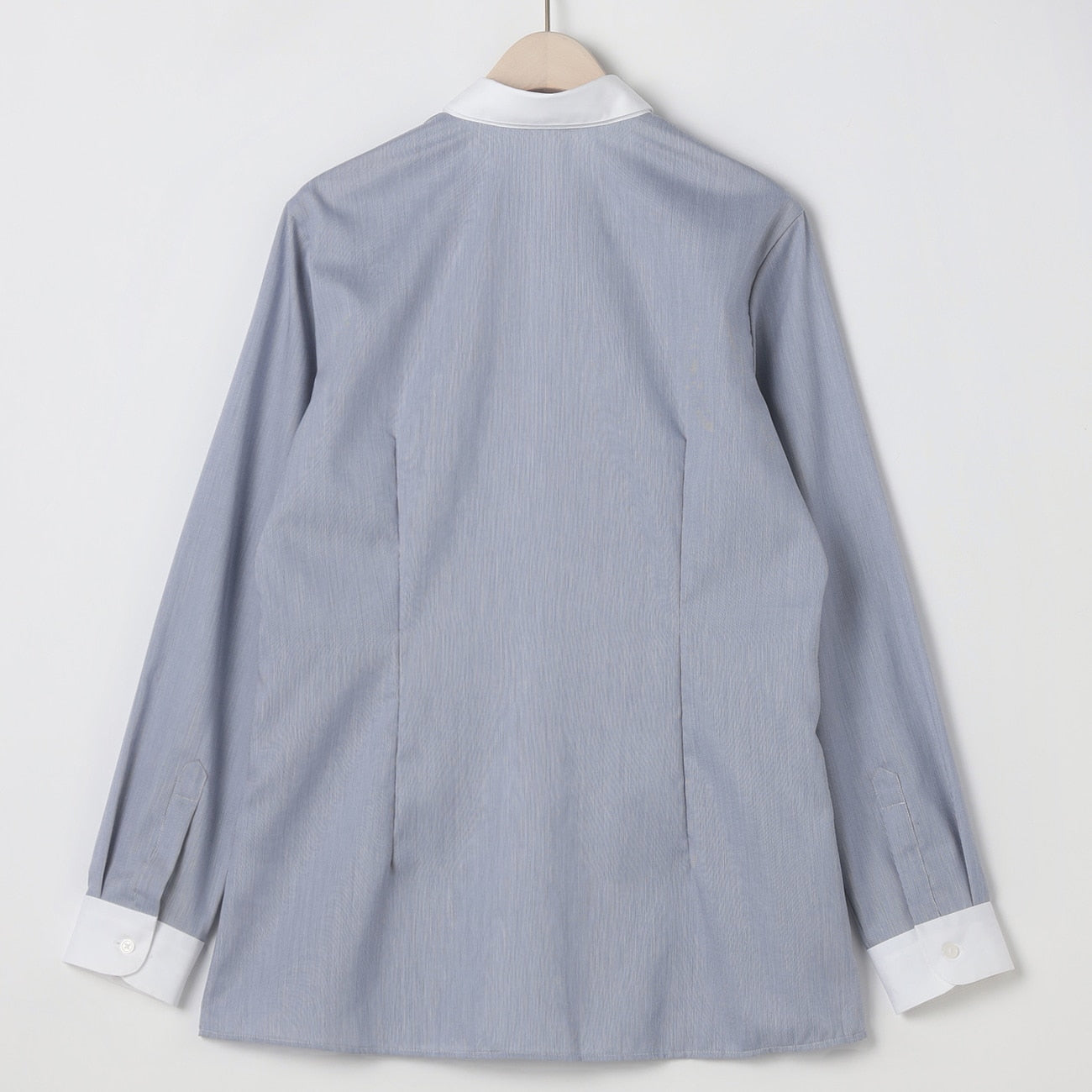 Women's Non-Iron Cotton Point Contrast Collar Shirt - Navy_12