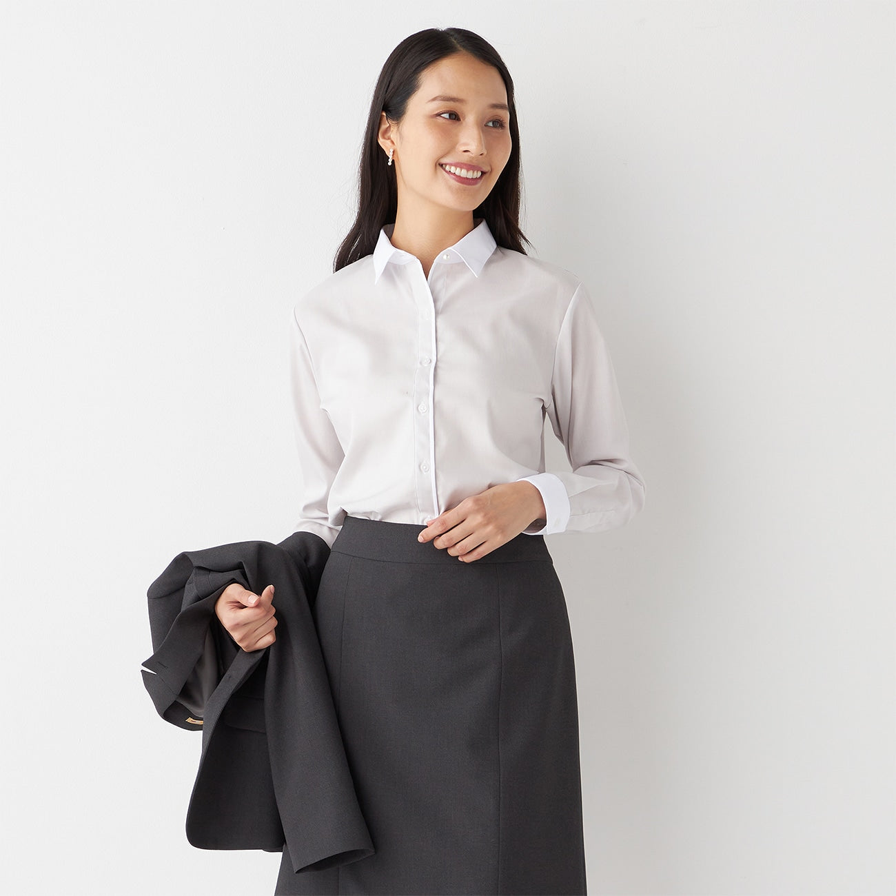 Women's Non-Iron Cotton Point Contrast Collar Shirt - Beige_10