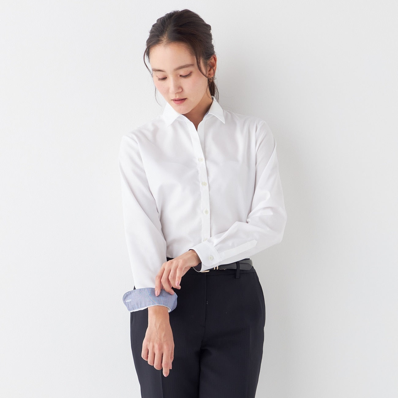 Non-iron Cotton Open Collar Shirt - White_12