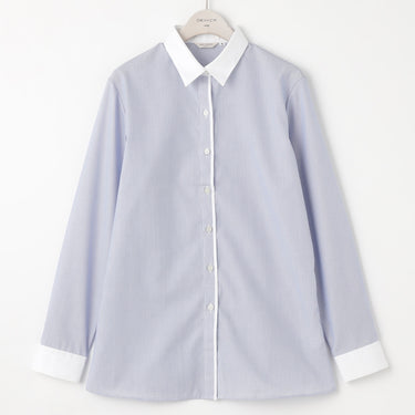 Non-iron Cotton Contrast Collar Shirt - Blue_12