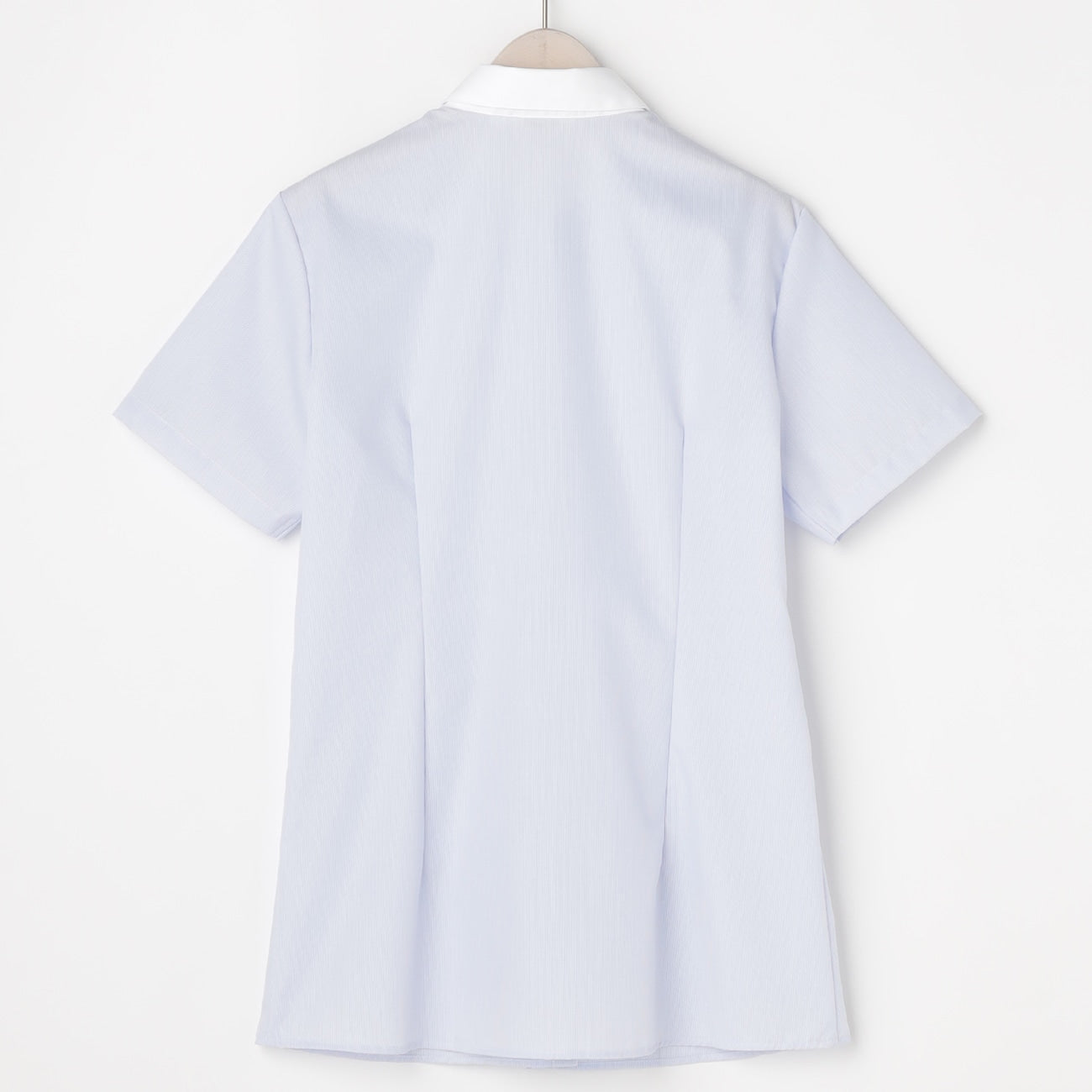 Women's Band Collar Short Sleeve Stripe Shirt - Blue_17