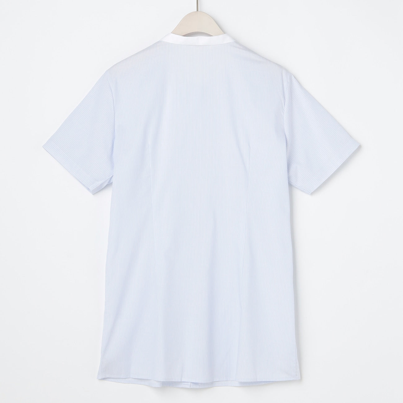 Women's Band Collar Short Sleeve Stripe Shirt - Blue_16