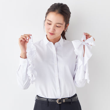 3-Way Point Collar Shirt with Ribbon and Frill - Pink_22