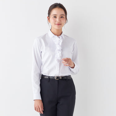 3-Way Point Collar Shirt with Ribbon and Frill - Pink_23