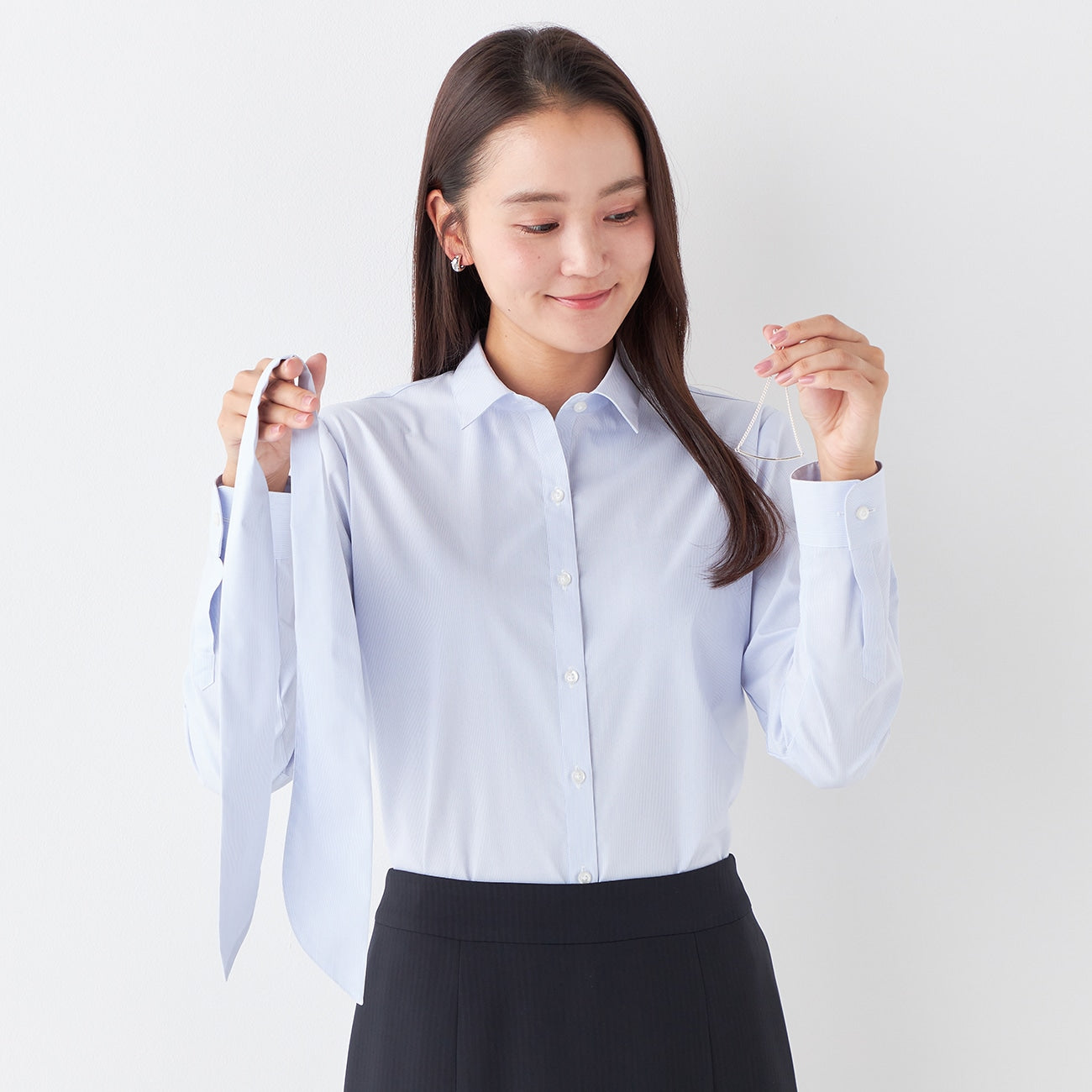 3-Way Point Collar Shirt with Accessories and Bowtie - Blue_21