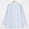 Non-iron Cotton Band Collar Stripe Shirt - Blue_13