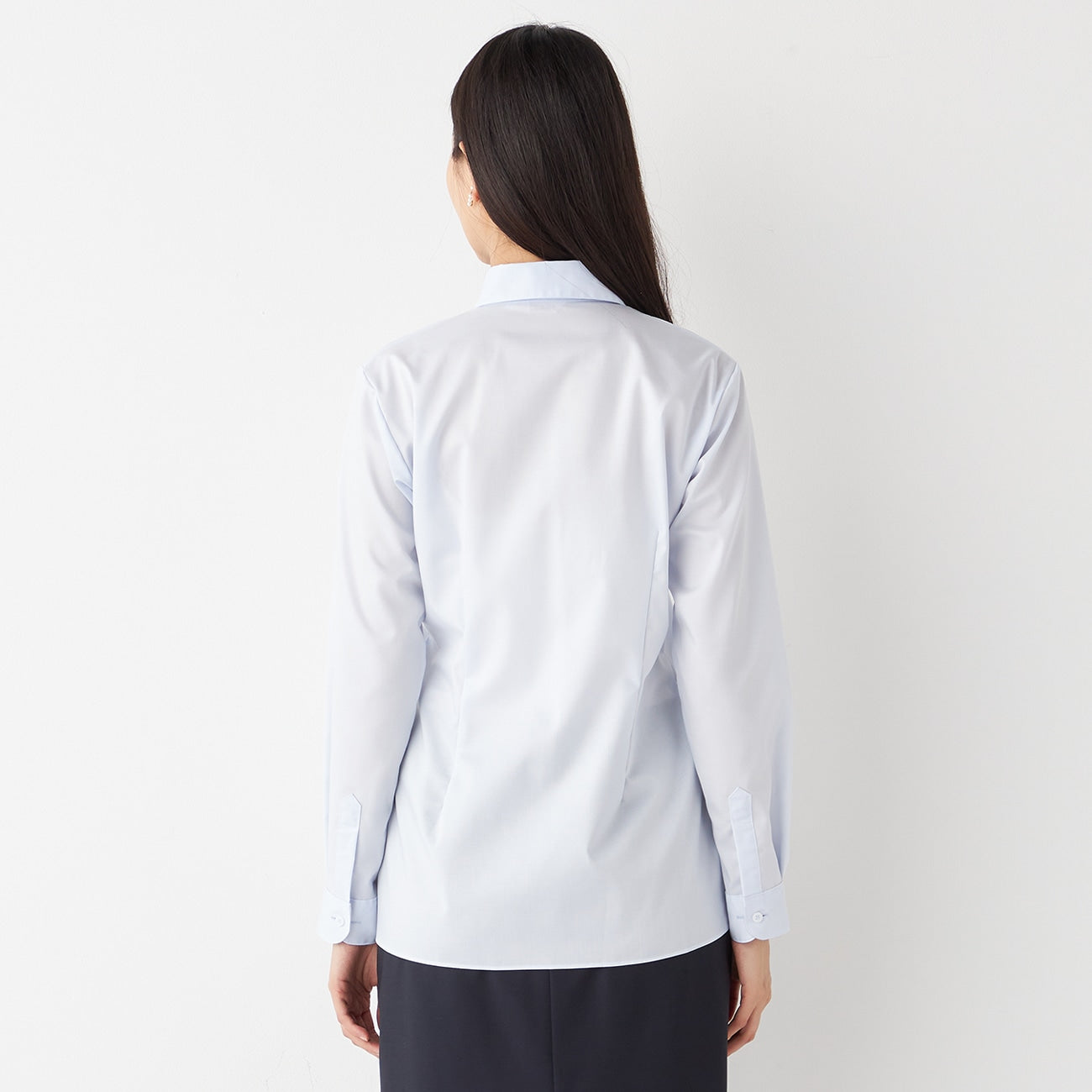女士非熨點數 襯衫 - 藍色_16